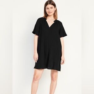 Old Navy Black Cotton Crinkle Gauze Swing Dress NWOT Size XS